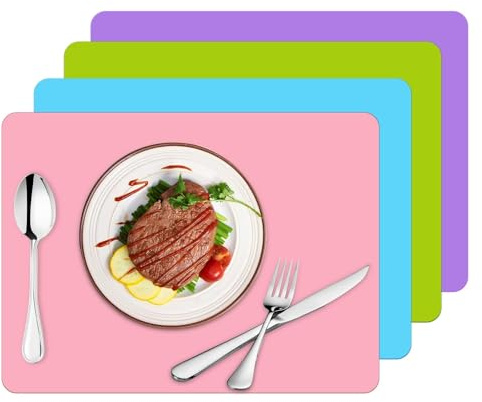 Silicone Mat for Resin, 4 Pack Extra Large Craft Mats, 30 x 40cm for Crafts, Baking, Dinner(Pink, Purple, Green, Sky Blue)