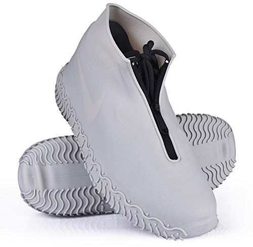 ydfagak Impermeabile Copriscarpe, Copriscarpe Antiscivolo con Suola Antiscivolo Rinforzata, Copriscarpe Riutilizzabili Pieghevole per Le Giornate Di Pioggia e Neve (XL (43-47), Grigio)