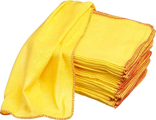 Lot de 50 chiffons de nettoyage de cuisine 100 % coton tissé, résistants - Jaune (50 x 40 cm)