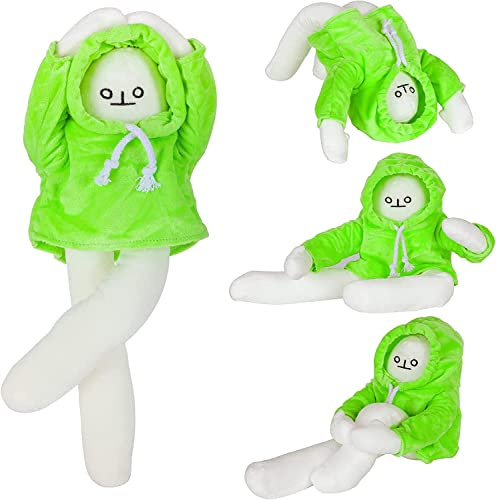 sunfedmiss Plush Banana Man Toy, 16inch Weird Banana Man Doll with Magnet, Funny Poseable Decompression Toy Stuffed Animals Doll Gifts for Boys Girls Birthday Party Christmas(Green)