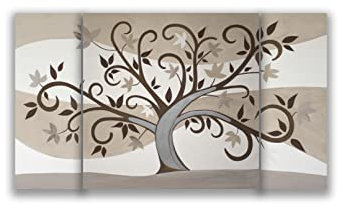 DIAMOND HOME Quadro Acrilico moderno soggiorno 3 pezzi 140x80 cm | Quadro albero della vita con telaio in abete | Capezzale moderno camera da letto SET ALBERO DELLA VITA