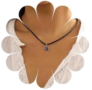 Yheakne Collier Ras Du Cou En Cuir Boho Collier Noir Collier Bleu Collier Pendentif Oeil Maléfique Oeil Chanceux Chaîne Bijoux Pour Femmes Et Filles Amulettes De Protection Cadeaux