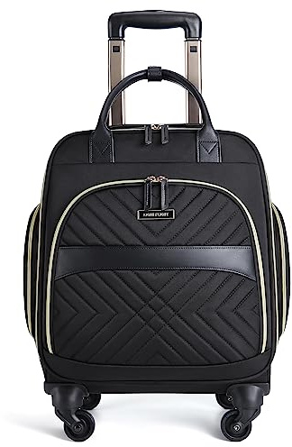 Light Flight rullande laptopväska rullande portfölj för kvinnor datorväska med hjul fodral för handbagage resor arbete affärer, Svart-15,6 tum, 15.6 Inch