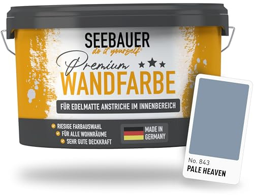 SEEBAUER diy Peinture murale bleu pour intérieur (No. 843 Pale Heaven 2,5 Litre) Tons bleu haute opacité