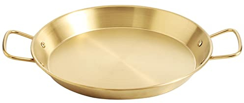 UGCER Padella per Paella in Acciaio Inossidabile, pentola per Paella Spagnola Antiaderente con Doppi Manici per Cucina casalinga Ristorante Campeggio (Gold,20cm)
