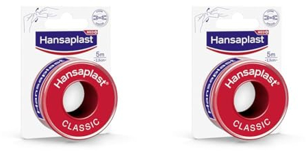 Hansaplast Fixierpflaster Classic (5 m x 2,5 cm), Tapeband zur einfachen und sicheren Fixierung von Wundverbänden, Heftpflaster Rolle mit starker Klebekraft. (Packung mit 2)