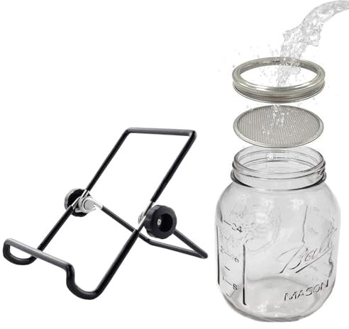 Tarro de germinación de semillas | Tarros de germinación con tapas de pantalla de acero inoxidable | Tarro orgánico saludable de boca ancha para brócoli, alfalfa, frijoles mungo