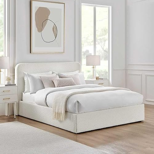 AL SULTAN Monroe Boucle Bed Frame (Teddy Boucle Cream, 4FT Small Double)