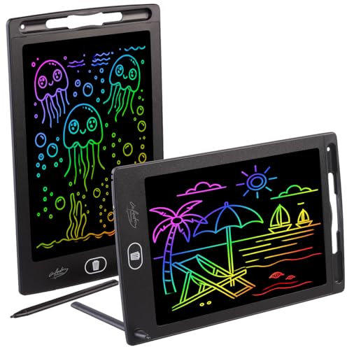 infactory LCD Schreibtafel: 2er-Set LCD-Schreibtafeln für Kinder, 8,5/21,5 cm, Stift, anthrazit (Schreib-Tafel, Schreibtafel mit Stift, Eingabestift)