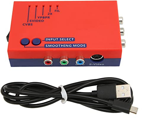 Srliya Adaptador AV a HDMI para Convertidor RetroScaler2x, Adaptador Retro de Juegos a TV 480P para Vic20, Atari2600, Msx, N64, SFC, SuperFamicom, PIAYSATION2, MD1, MD2, Dreamcast, C64
