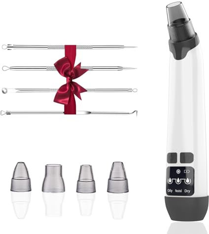 Aspirapolvere per la rimozione dei punti neri, potente aspiratore per la pulizia, estrattore di punti neri con 3 livelli di aspirazione regolabili, 4 strumenti di rimozione dei punti neri