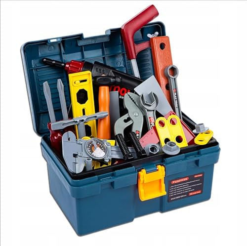Kinderplay Set di attrezzi per bambini – Valigetta con cassetta chiudibile e trapano giocattolo – Gioco educativo da 3 anni – Kit bricolage per piccoli meccanici