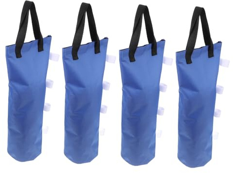 VILLCASE 4 Piezas Contrapeso para Sombrillas y Carpas Resistentes Viento Rellenable con Arena o Agua Soporte Estable para Terrazas y Jardín Oxford Azul Asas Dobles para Transporte Fácil