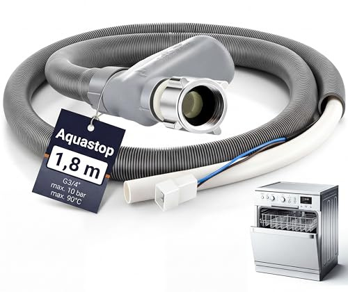 Enhon Tubo di alimentazione Aquastop per lavastoviglie, 1,8 m, con protezione anti-perdita, compatibile con Bosch, Siemens, Neff, Miele, Electrolux, Sostituzione per 00668113/668113