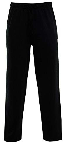 Parsa Fashions Mens Open Hem Jog Pants/Jogging Bottoms Men Fleece Casual Plus Sizes Trousers Small to XXXXXL (2XL, Black)