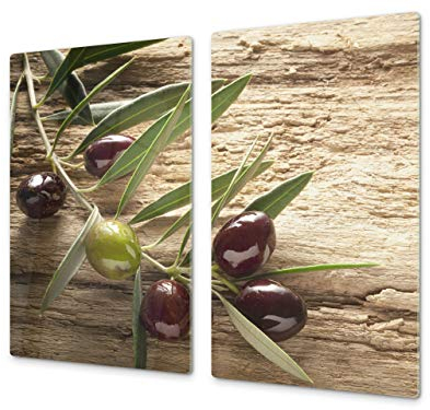 Tabla de cocina de vidrio templado - Tabla de cortar de cristal resistente – Cubre Vitro Decorativo – UNA PIEZA (60 x 52 cm) o DOS PIEZAS (30 x 52 cm); D07A Frutas y verduras