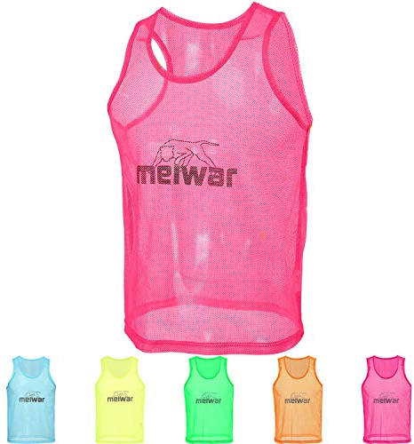 meiwar Leibchen – set om 10 träningslinne I markeringsskjorta för sport, fotboll, handboll i orange, blå, gul, grön och rosa I för män, barn, kvinnor