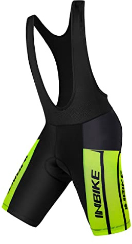 INBIKE Pantaloncini con Bretelle MTB Uomo Asciugatura Rapida Pantaloncini Estivi Traspirante per Ciclismo da Corsa All'aperto Ciclismo Biciclette Bici MTB(Verde,S)