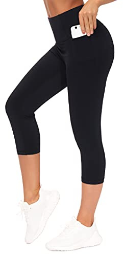 THE GYM PEOPLE Women's Capri Gym Leggings High Waist Yoga Pant with Pockets