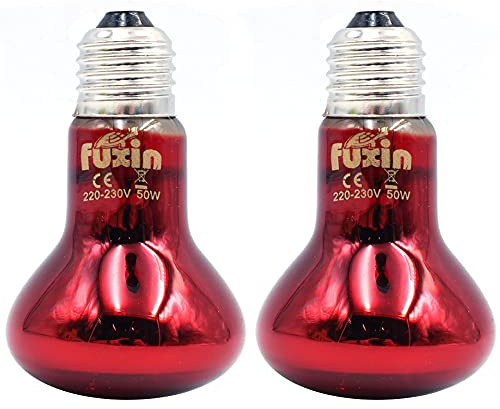 ANCLLO 2 Bombillas de calefacción para Reptiles, lámpara de Calor infrarroja Duradera, Bombilla de luz de Calentamiento, luz roja para Mascotas para Reptiles y lagartos Anfibios, 220-230 V (75W)