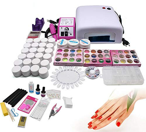 36W Kit de Manucure Lampe à UV LED Kit Ongle Gel Nail Art Professionnel Complet Gels de Couleur idéal pour Les Débutants