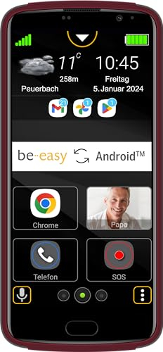 Beafon, M7 Lite Premium, Smartphone, Seniorenhandy, SOS Notruftaste, Sicherheitszone, Hörgerätekompatibel, Touchdisplay 5,5 Zoll (13,97cm), 4 G, Farbe weinrot