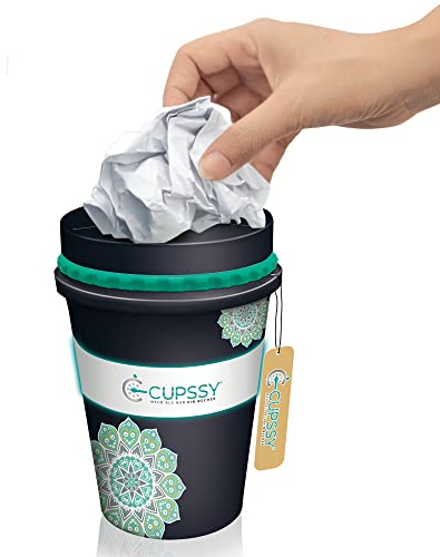 Cupssy® GarbageCanI | Autozubehör I Schwarz | auto mülleimer, Mini Abfalleimer für Getränkehalter | Sauberkeit und Hygiene im Fahrzeug Innenraum | Müll entsorgen unterwegs | abwaschbar |