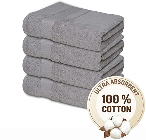 Melissa Linen, 4 Piece Washcloth Set, 100% Turkish Cotton Towels for Body and Face, 12 in x 12 in, Absorbent, Quick Dry, Durable and Soft, Baby Washcloths, Wash Rags for Kitchen, Steel Grey