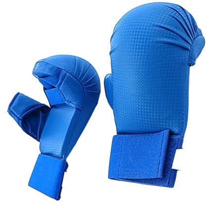 rockible Guanti da Kickboxing, Guanti da Karate, Guanti per Arti Marziali, Guanti da Boxe Traspiranti, Guanti MMA per Karate, Fitness, Grappling, Sparring, Blu S