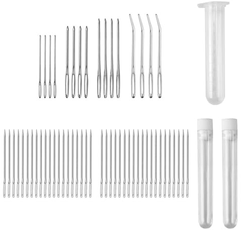WJUAN 56 Stück Stopfnadeln für Wolle, Edelstahl, Einfädelhilfe Für Nähnadeln, 3 Größen, Kann die Nähnadel Auch Ohne Nadeleinfädler Einfädeln, Sticknadel, Geeignet Zum Sticken, Nähen, Stricken