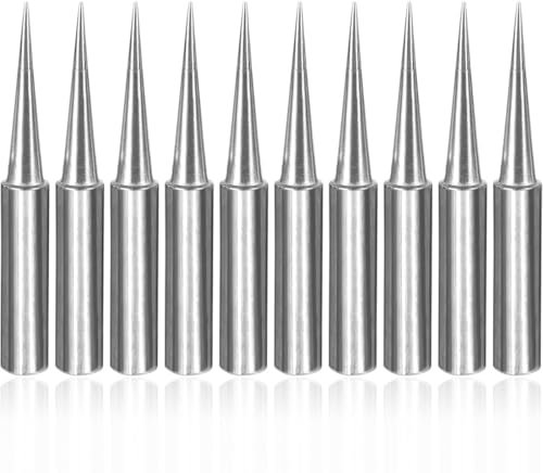 CJQRL 10 Pièces Pointe Fer A Souder, Panne à Souder, Pointe de Fer à Souder de Remplacement, Pointes de Soudure Alliages Plaqué Nickel, Applicable pour Hakko,Station de Reprise de Soudure Conseils