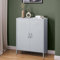 skølm Kommode Atria hellgrau, Sideboard für Wohnzimmer, Metall Kommode mit Doppeltür, Metallschrank, Mehrzweckschrank Größe 100x80x38 cm