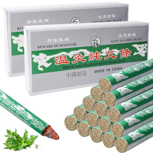 20 unidades de palitos de moxa naturales puros, moxa rollos, sin humo, moxa rollos, para moxibustión suave, cuidado de la salud, alivia el dolor del cuerpo, masaje