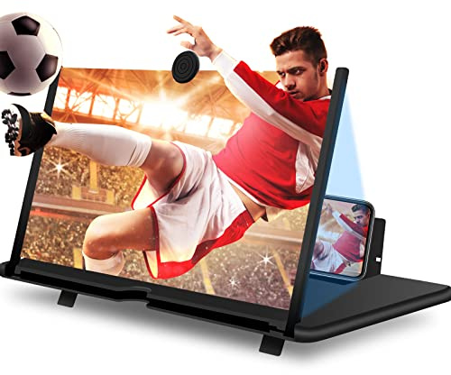 16 Phone Screen Magnifier 3D HD Phone Amplifier Anti- Radiation Eye Protective with Portable Folding Stand Holder,Magnifying Screen Enlarger Zooms 4-6 Times for Movie lover, All SmartPhone(Black)