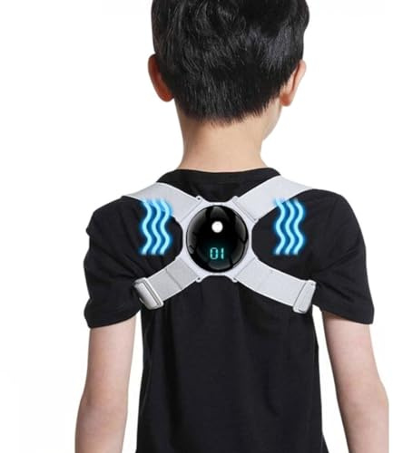 Pineeseatile Posture Corrector Kids with Smart Sensor Vibration Reminder Posture Brace Trainer Straightener to Improve Slouch (Color : Gray), Straight Back Corrector