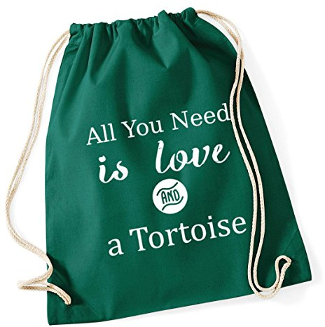 Hippowarehouse All You Need is Love and a Tortoise Drawstring Cotton School Gym Bag 37cm x 46cm, 12 litres