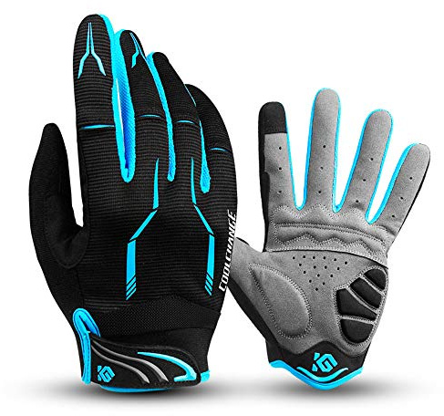 I Kua Fly Vollfinger Fahrradhandschuhe Männer Touchscreen Kompatibel MTB Handschuhe mit Gel für Herren Damen (Blau, XL)