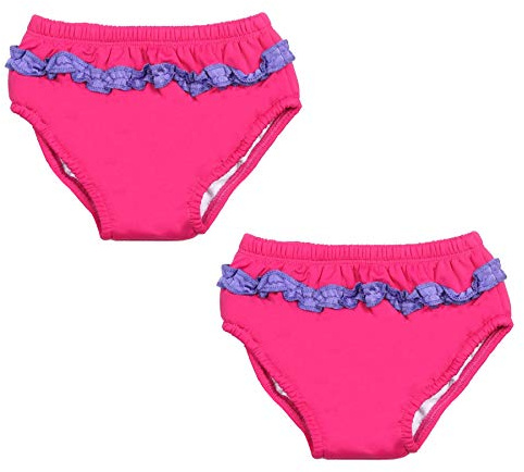 Two Bare Feet Reusable Swim Nappy & Neoprene Swim Shorts Set (2 Pack) – Baby & Toddler Swim Diaper for Pool & Beach (Nappy: Raspberry/Lilac, M)