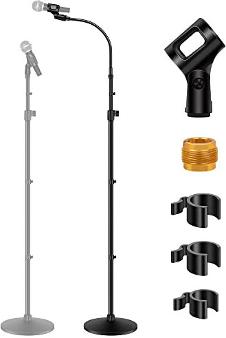 InnoGear Microphone Stand, Mic Stand Detachable Gooseneck Mic Floor Stand Height Adjustable from 32” to 70” with Weighted Round Base for Blue Yeti Blue Snowball Shure SM7B Shure SM58 Samson Q2U