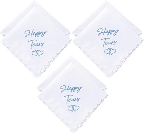 Mother Of The Bride Gifts Something Blue For Bride On Wedding Day Handkerchief I Happy Tears – 6 Pack