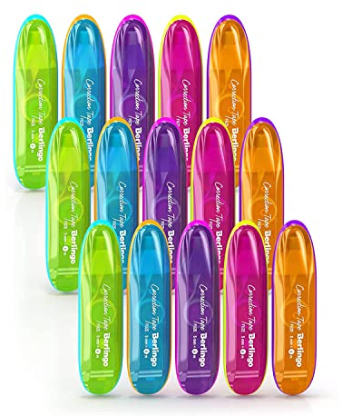 Berlingo Korrekturroller Set, 15 Stück, 6 m x 5 mm für das Büro, das Home Office oder die Schule und Uni, Serie Fuze