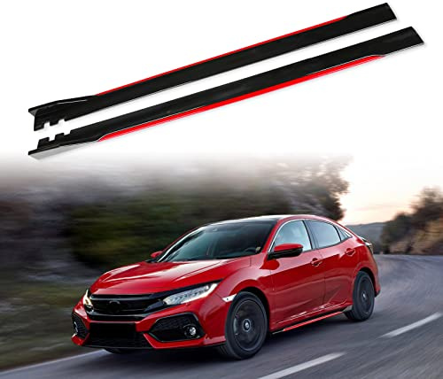 KEEPDSGN 78-3/4 Universal Car Side Skirt Wide Body Kit 200CM Extension Rocker Panel Splitters,Black+Red Line B
