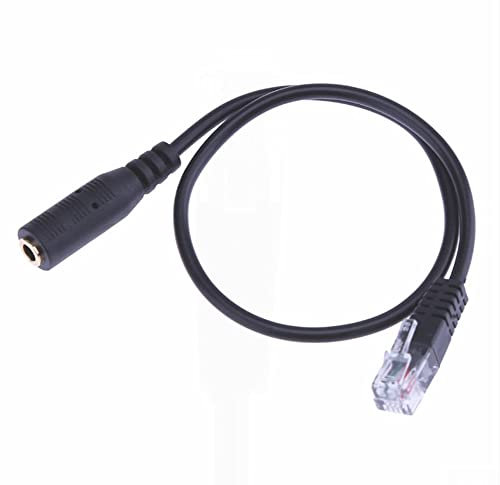 Pomurom Adattatore RJ9, adattatore jack per telefono fisso da 3,5 mm, convertitore cuffie compatibile con telefono e PC, con testa rotonda e testa di