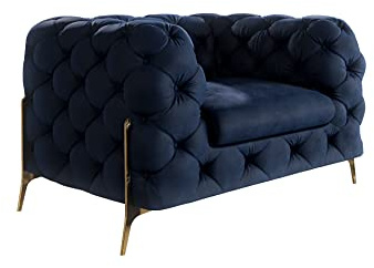 S-Style Möbel Milton Chesterfield Sessel Loungesessel Lesesessel Cocktailsessel Clubsessel Mini Sofa 1-Sitzer Couch Wohnzimmer Möbel 125x100x73 cm Marineblau