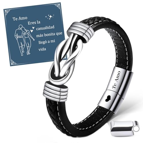 VU100 Regalos Originales para Hombre Pulseras para Hombre Regalos de San Valentín para Él Regalos de Cumpleaños para Novio Marido Pulseras Cuero Cumpleaños Navidad para Novio Marido