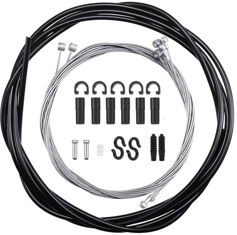 Mountainbike Fahrrad Bremshebel Innenzug Set - Bremsseil Hinten, Bremskabel Innenzug Set mit 2 V-Bremskrümmer(90 Grad) und Endkappen - Mountainbike Rennrad Zubehör, Bremsleitungen vorne und hinten