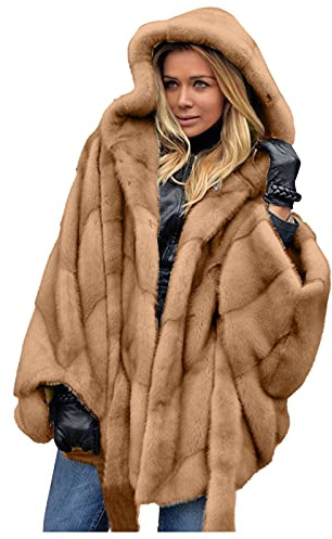 Cappotto In Pelliccia Sintetica Donna Elegante Cappotto In Pelliccia Sintetica Donna Taglie Forti Giacca Con Cappuccio In Temperamento Con Manica Elegante Lusso In Tinta Unita Giubbotto Parka