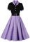 Wellwits Robe Femmes Points de Polka Cocktail Formel Années 50 Blazer Violet L