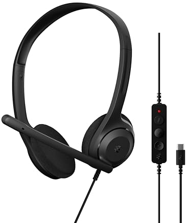 EPOS C1 Business USB-C Headset mit Mikrofon, Chrome-Zertifiziert, Kopfhörer mit Kabel, rauschunterdrückendes, Verbesserte Audioqualität, Konnektivität für Moderne Geräte, leich
