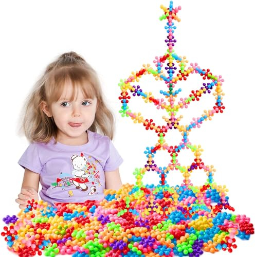 PLMMOUT 220 Stück Bausteine für Kinder, Bausteine Lernspielzeug, Teile Blöcke Building Bricks, Bauklötze Spielzeug für 3 4 5 6 Jahren Jungen und Mädchen